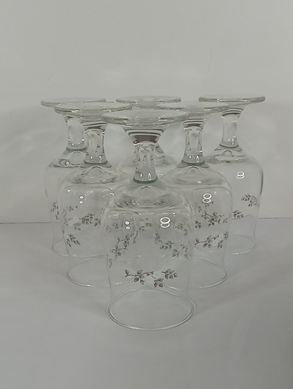 Vintage Phaltzgraff Clear Floral-Trim Wine Glasses (Set of 6) -